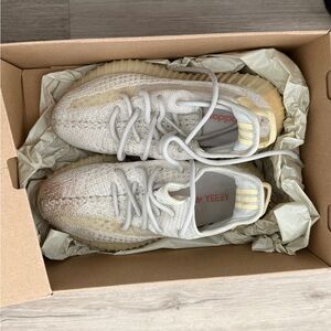 Yeezy Cream and Tan Knit Sneakers